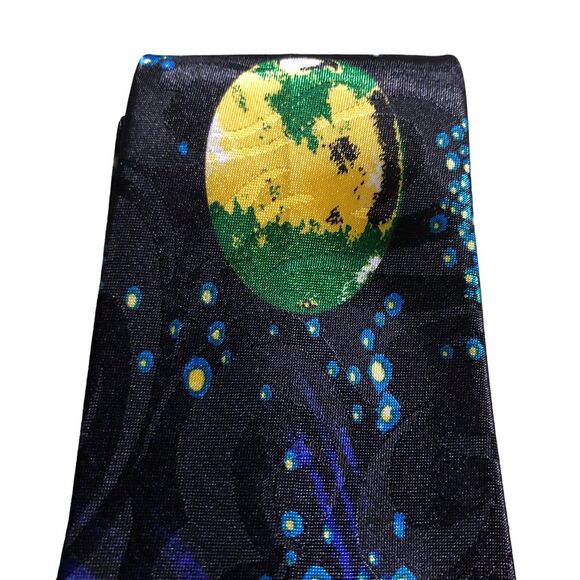 Steven Harris Hand Made Necktie; Astrological, Stars, Planets, Saturn, Silk,Tie - Picture 6 of 10